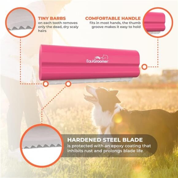 Deshedding Brush for Dogs Cats | Pink | Undercoat Tool for Large and Small Pets - Picture 4 of 7